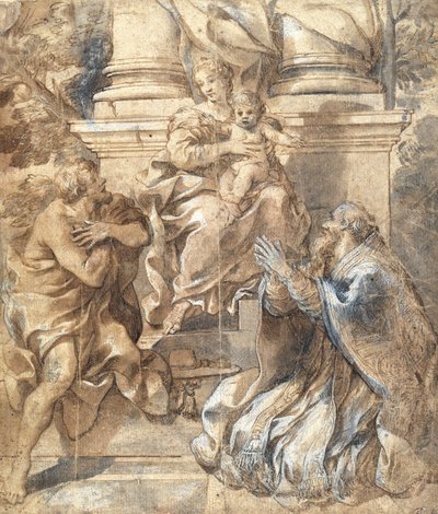 Madonna and Child, Saint John the Baptist and Pope Stephen by Pietro da Cortona
